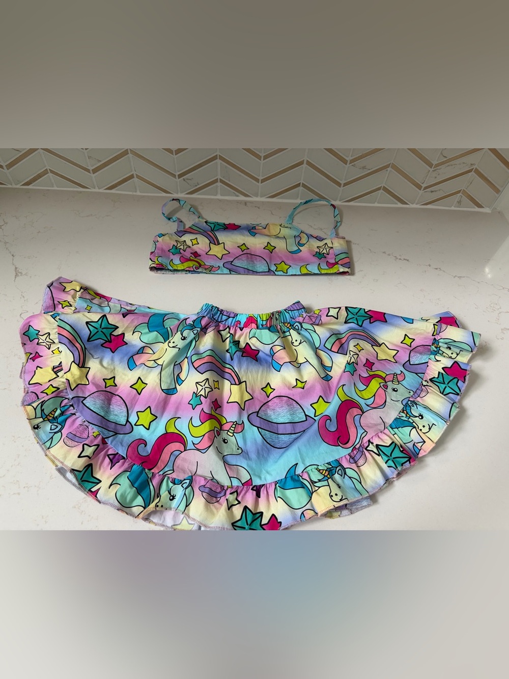 wild rich kids skirt &  top unicorn print sz  4brand new